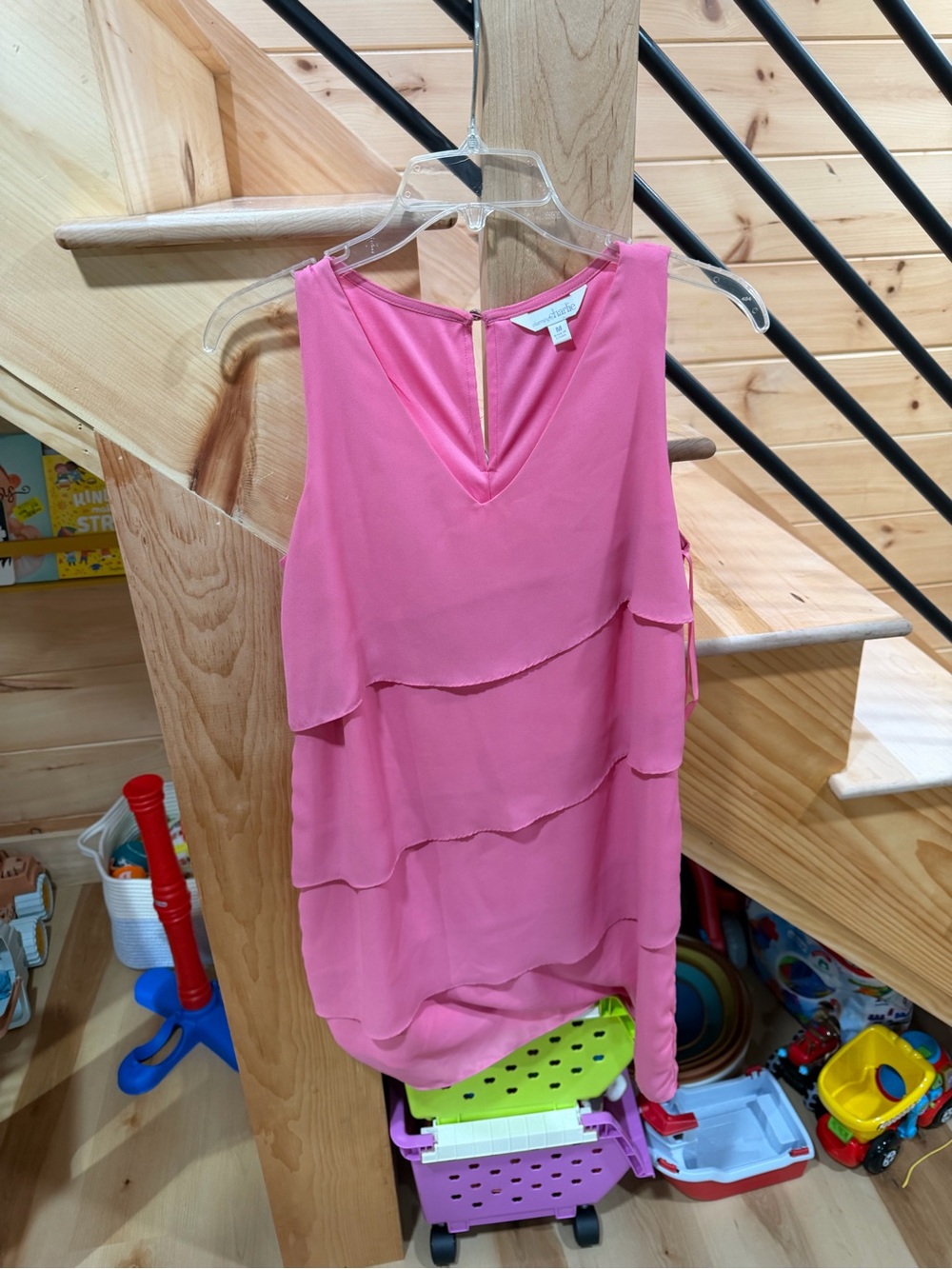 Tiered Ruffle Sleeveless Pink Dress